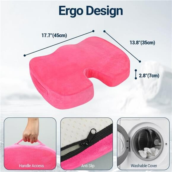 Gel memory foam seat cushion for car office chair tailbone sciatica back pain re - Picture 2 of 7